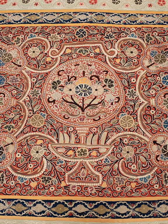 EMBROIDERY. Antique Rascht Embroidery. Persia (Iran). 107 x 123 cm.