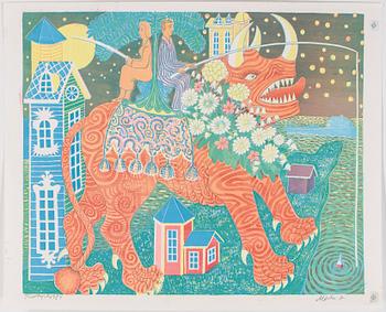 MÅRTEN ANDERSSON, 4st färglitografier, signerade, provtryck, daterade 1983 resp 1986.