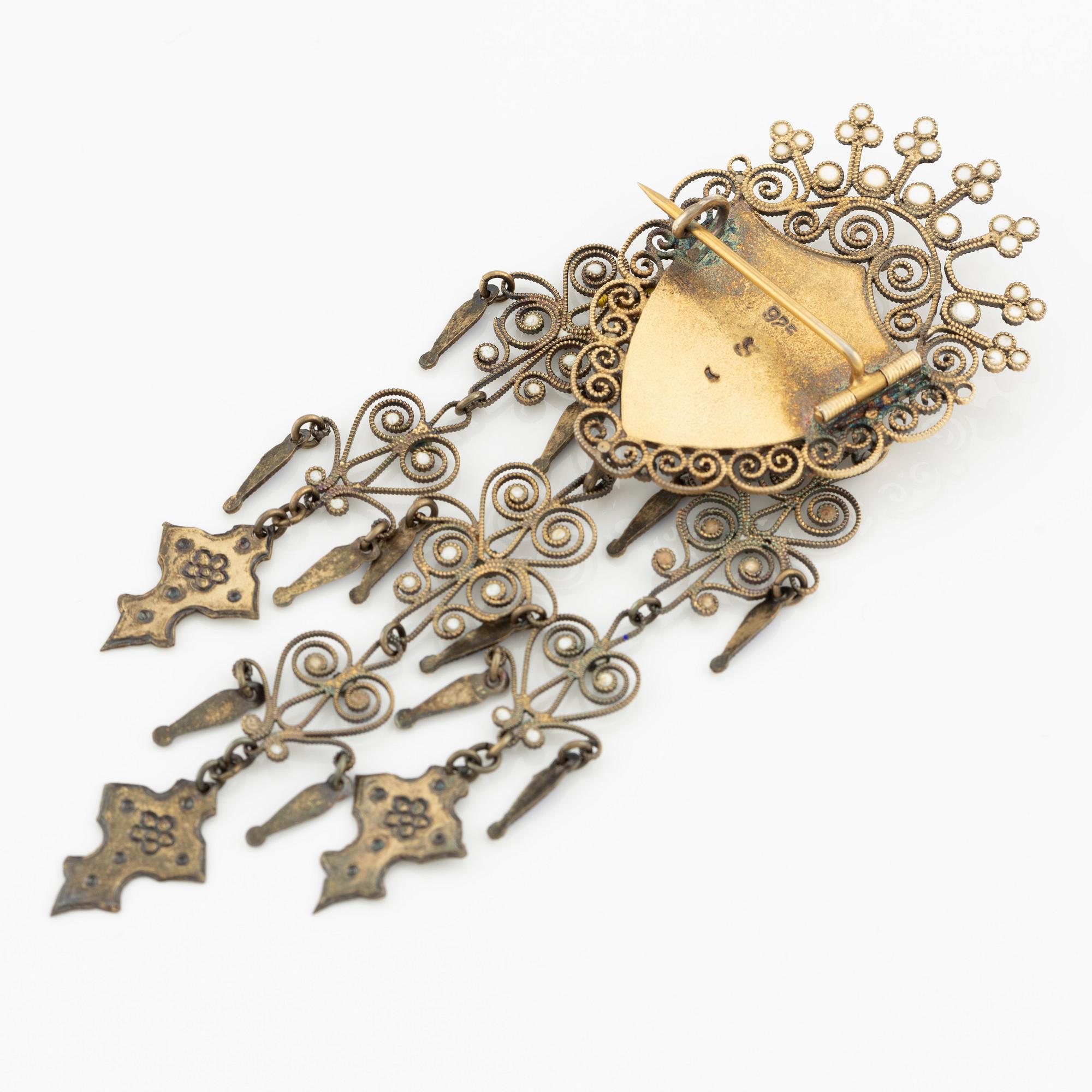 Brooch, sterling silver and enamel.