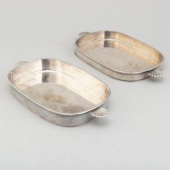 A pair of plated gratin dishes, CG Råström.