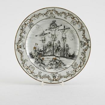 TALLRIK, porslin. Qing dynastin, Qianlong (1736-1795).