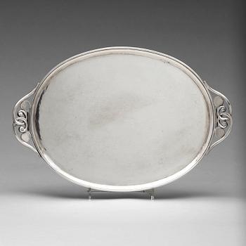 Johan Rohde, a sterling silver tray, Georg Jensen, Copenhagen 1925-32, design nr 321D,