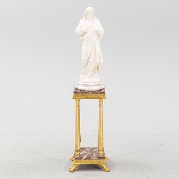 An alabaster sculpture with pedestal, 20th century.