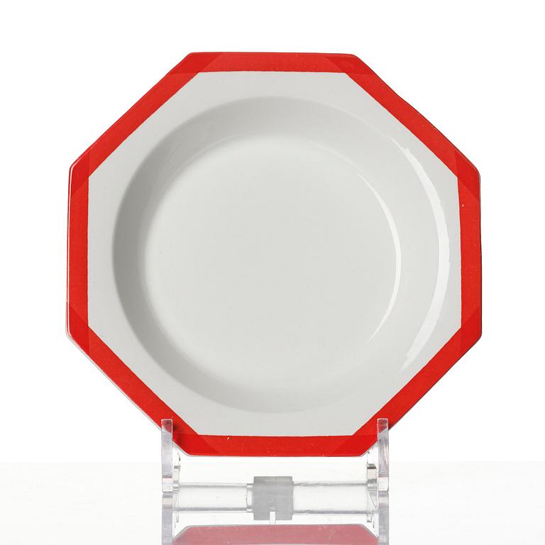 Karin Björquist, a 76-piece “Röd kant” bone china dinner service, Gustavsberg, post 1968.
