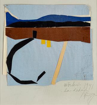 EDDIE FIGGE, collage, signed and dated Möckö 1941.