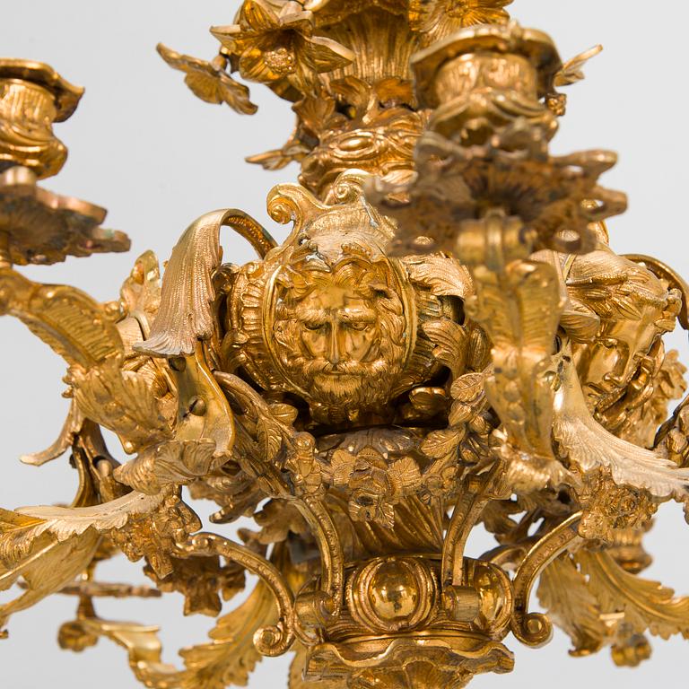A French mid-19th-century gilt bronze chandelier.