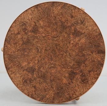 A Josef Frank walnut and burrwood sofa table by Svenskt Tenn.