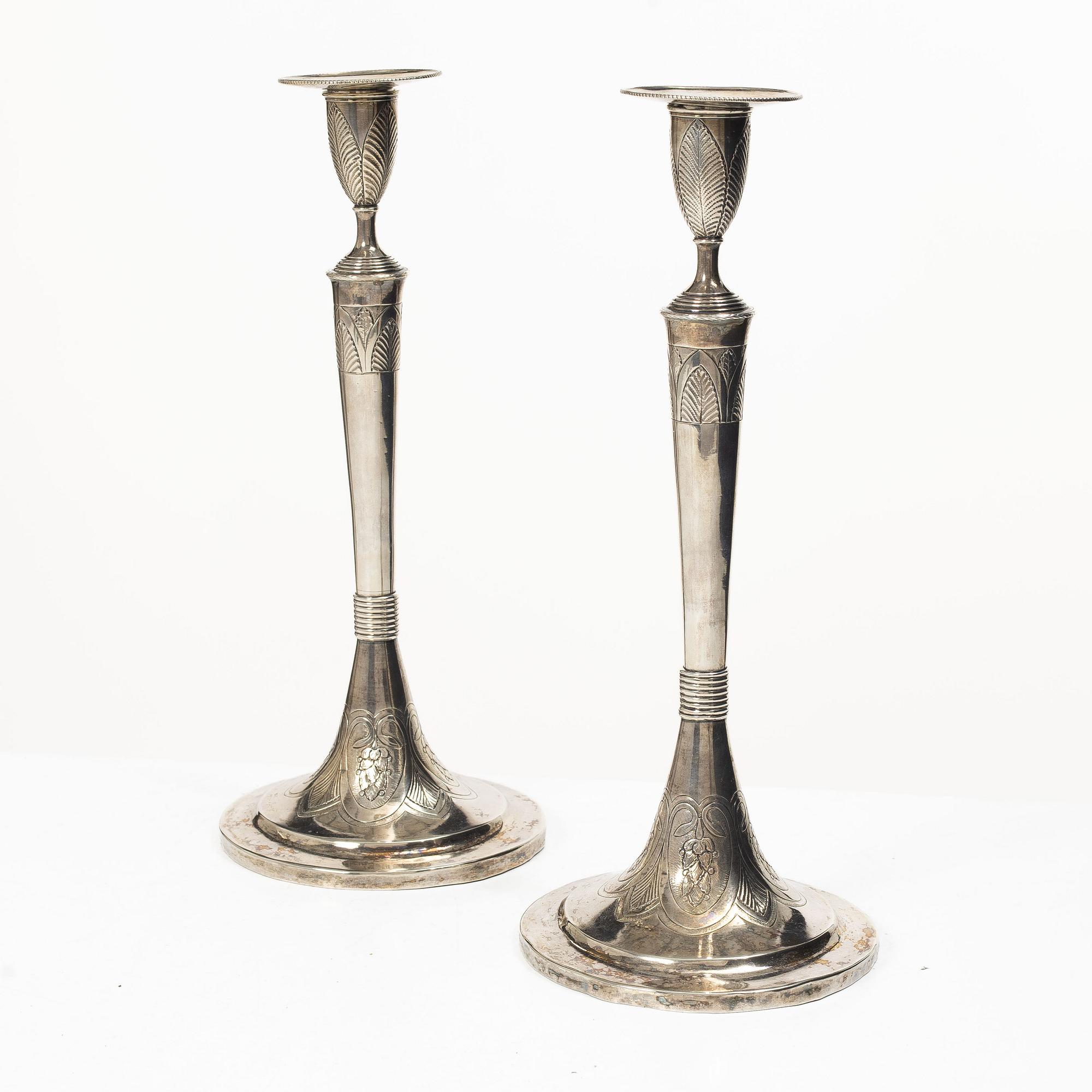 Candlesticks, a pair, silver, Prague, 1817.