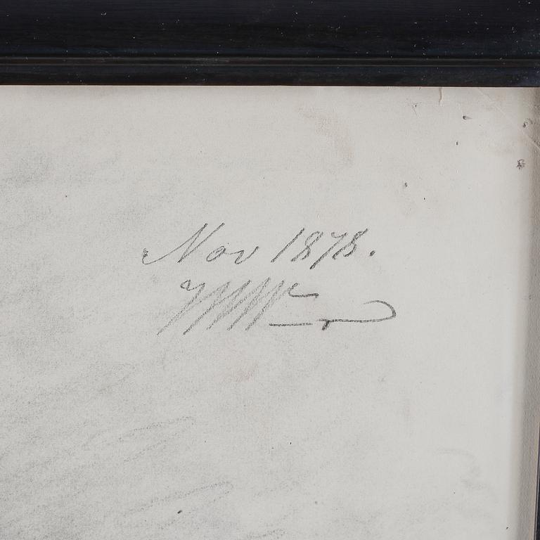 ROBERT THEGERSTRÖM, Kol på papper, Signerad ”Robert Thegerström” och approberad ”Nov. 1878”.