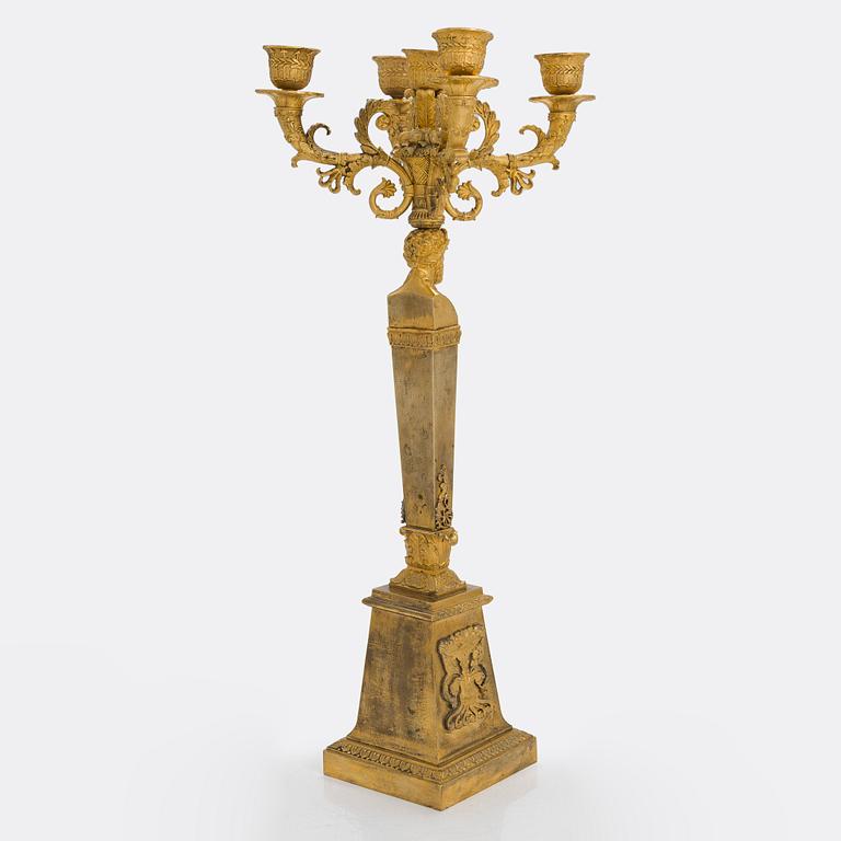 Kandelaber, förgylld brons, empire, Frankrike, 1800-talets första hälft.