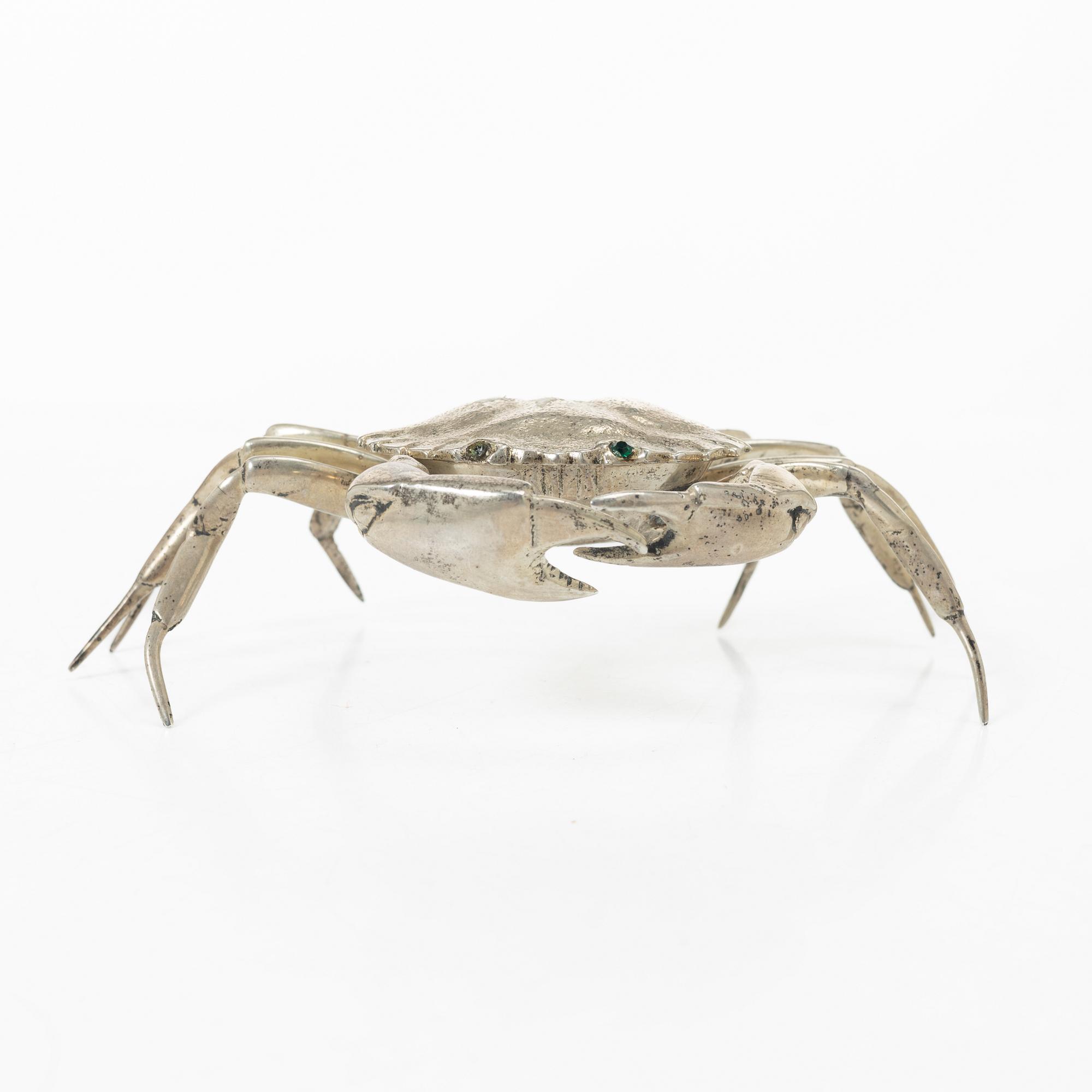 Saltkar/dosa, i form av krabba, silver, Spanien, 1900-tal.