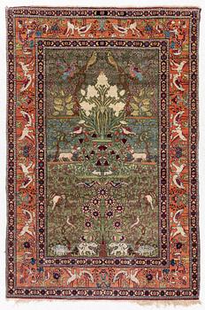 An antique Mobarekeh rug, central Persia, c. 230 x 130 cm.