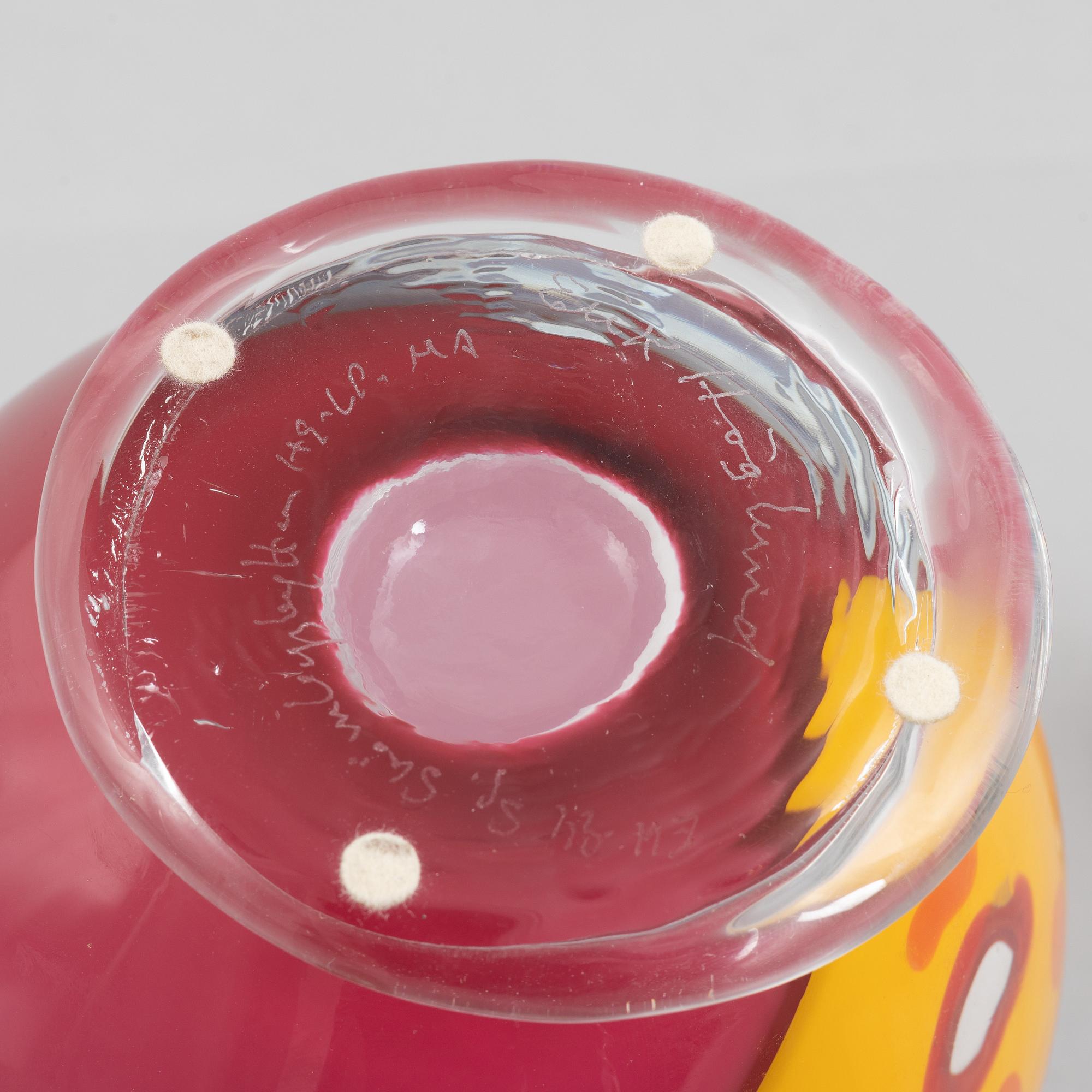 Erik Höglund,  two glass sculptures, signed Strömbergshyttan,.