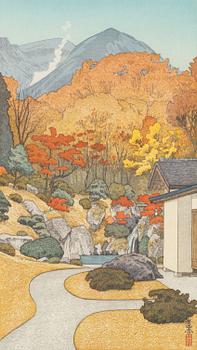 Toshi Yoshida, A woodblock print in colurs, 1954, signed in pencil.
