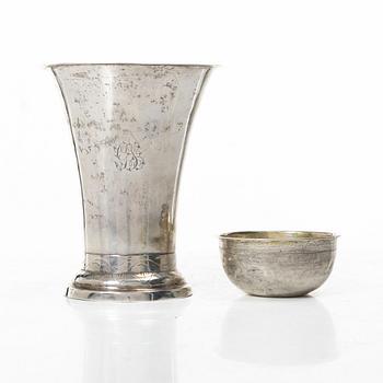 Bägare samt tumlare, silver, Sverige 1700-1800-tal.