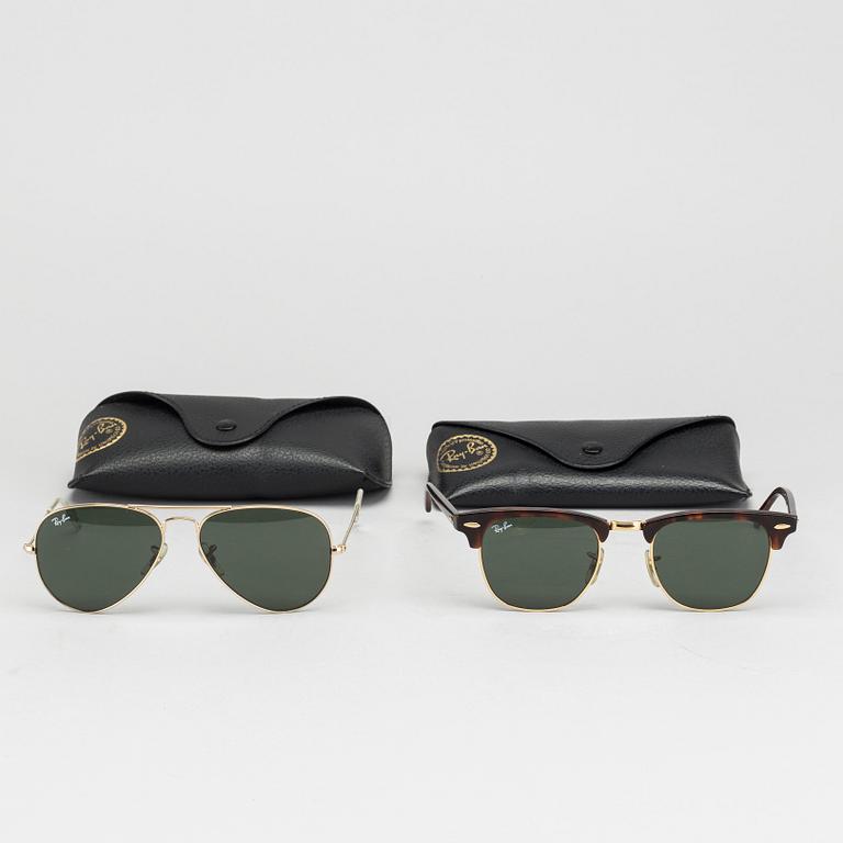 RAY BAN, "Aviator" and "Clubmaster", sunglasses, two pairs.