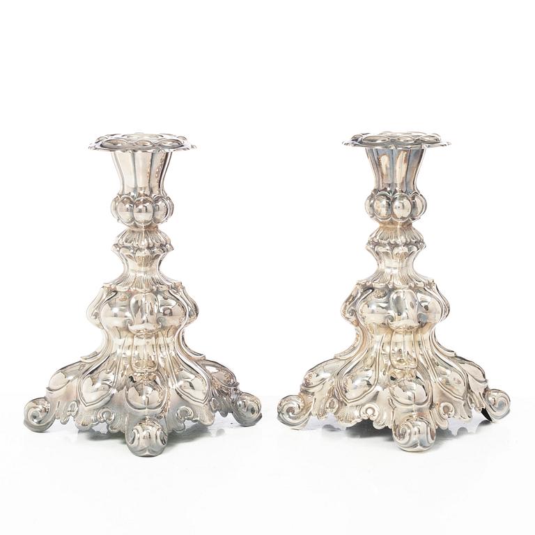 A pair of Norwegian silver candlesticks, mark of Th Marthinsen, Tönsberg,  mid-20th century.