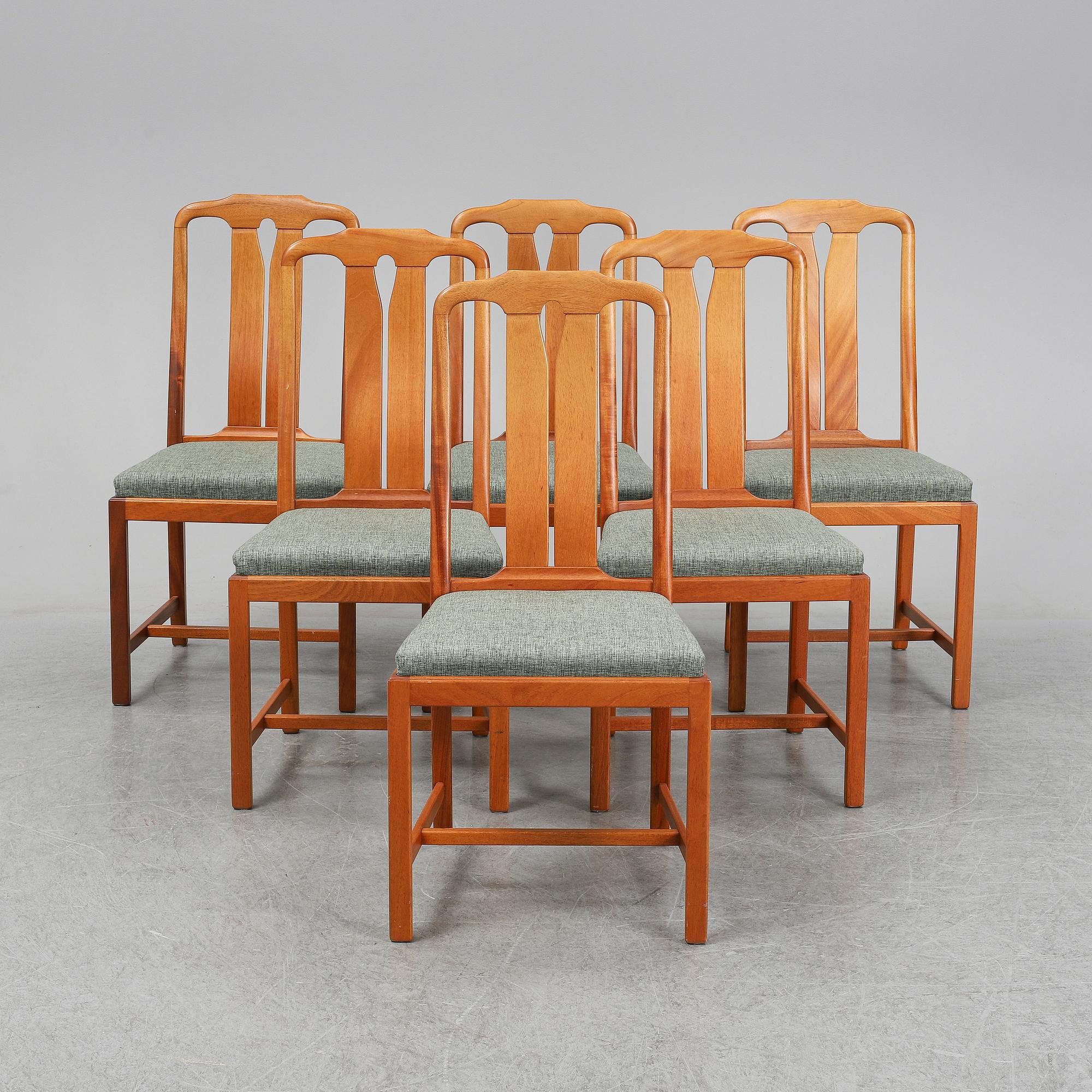 CARL MALMSTEN, six 'Ambassadör' walnut chairs.