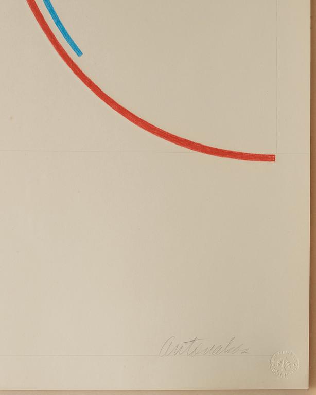 Stephen Antonakos, "Red and blue incomplete circle".
