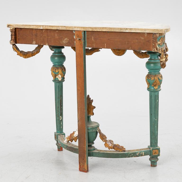 A Gustavian style console table, around 1900.