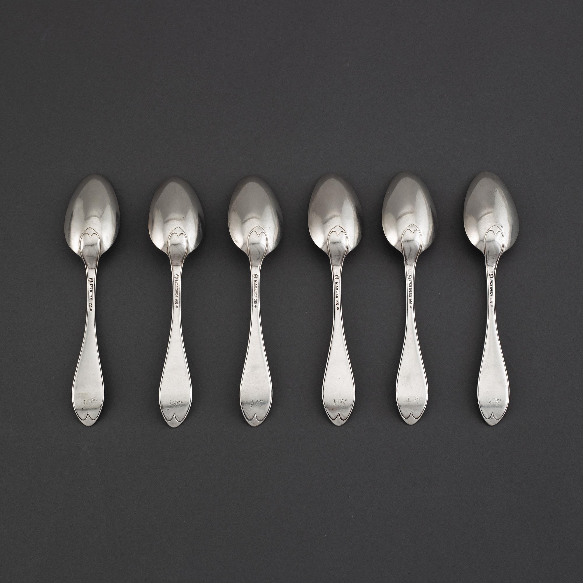 Lars Magnus Holm, matskedar 6 st, silver, Kristianstad 1822.