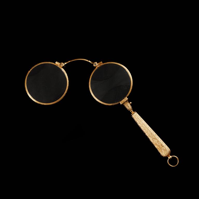 LORGNETTE, 19k guld (765/1000), sent 1800-tal. Totalvikt ca 34 gram.