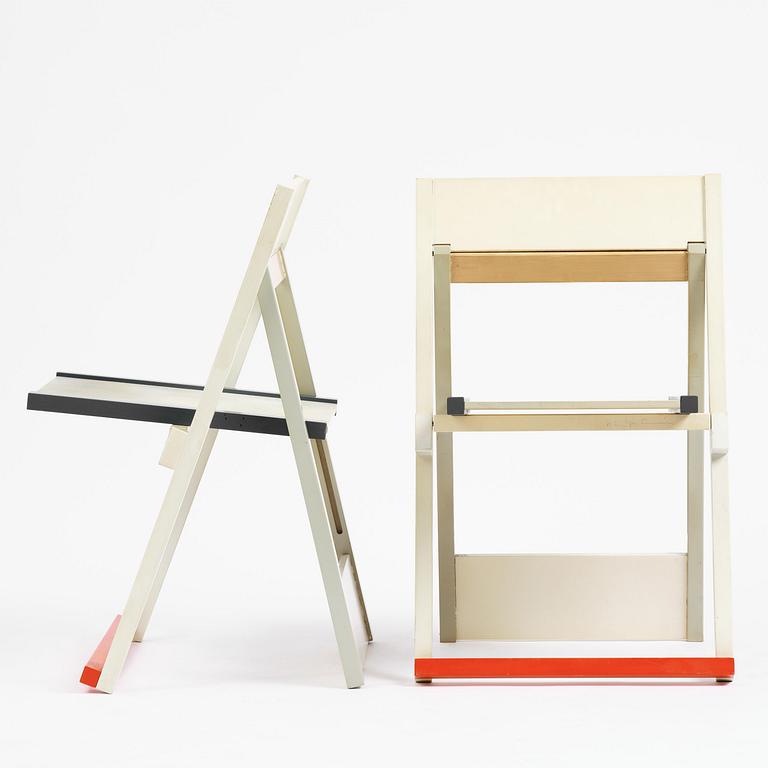 Igor Cronsioe, a pair of "Sudden Seat" folding chairs, Futura Gallery, Stockholm, 1983.