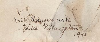 Erik Langemark, akvarell signerad  och daterad 1945.