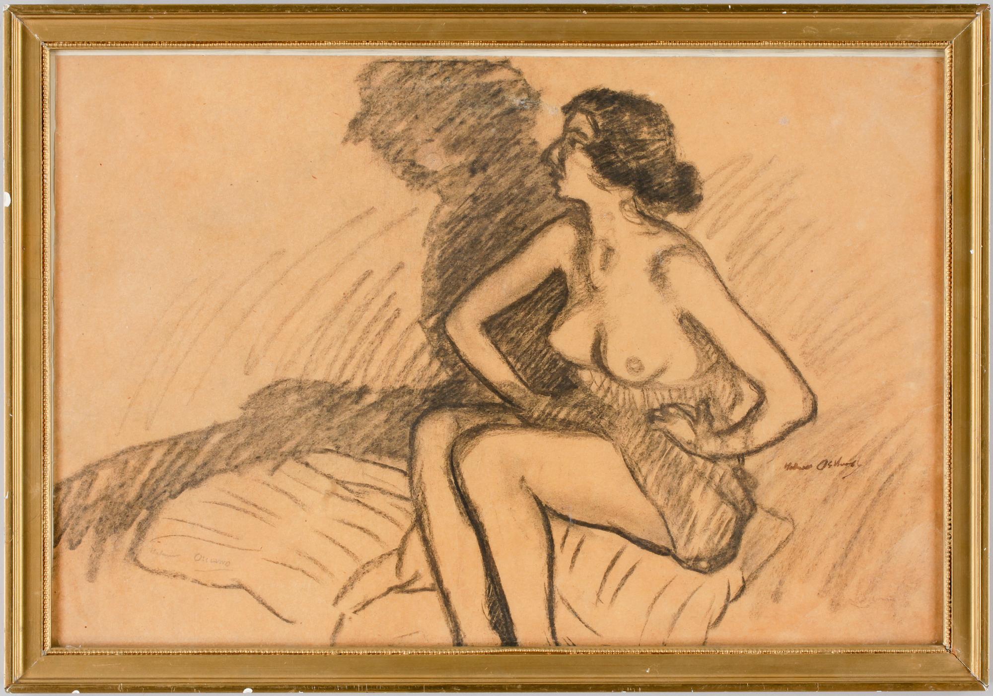 HELMER OSSLUND, kolteckning, sign. o dat. 1915.