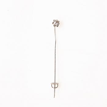 Brooch, 14K white gold with diamond, Axel Svensson, Malmö, 1989.