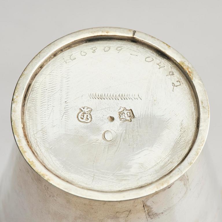 A Swedish early 18th century parcel-gilt beaker, marks of Herman Hermansson, Göteborg 1706.