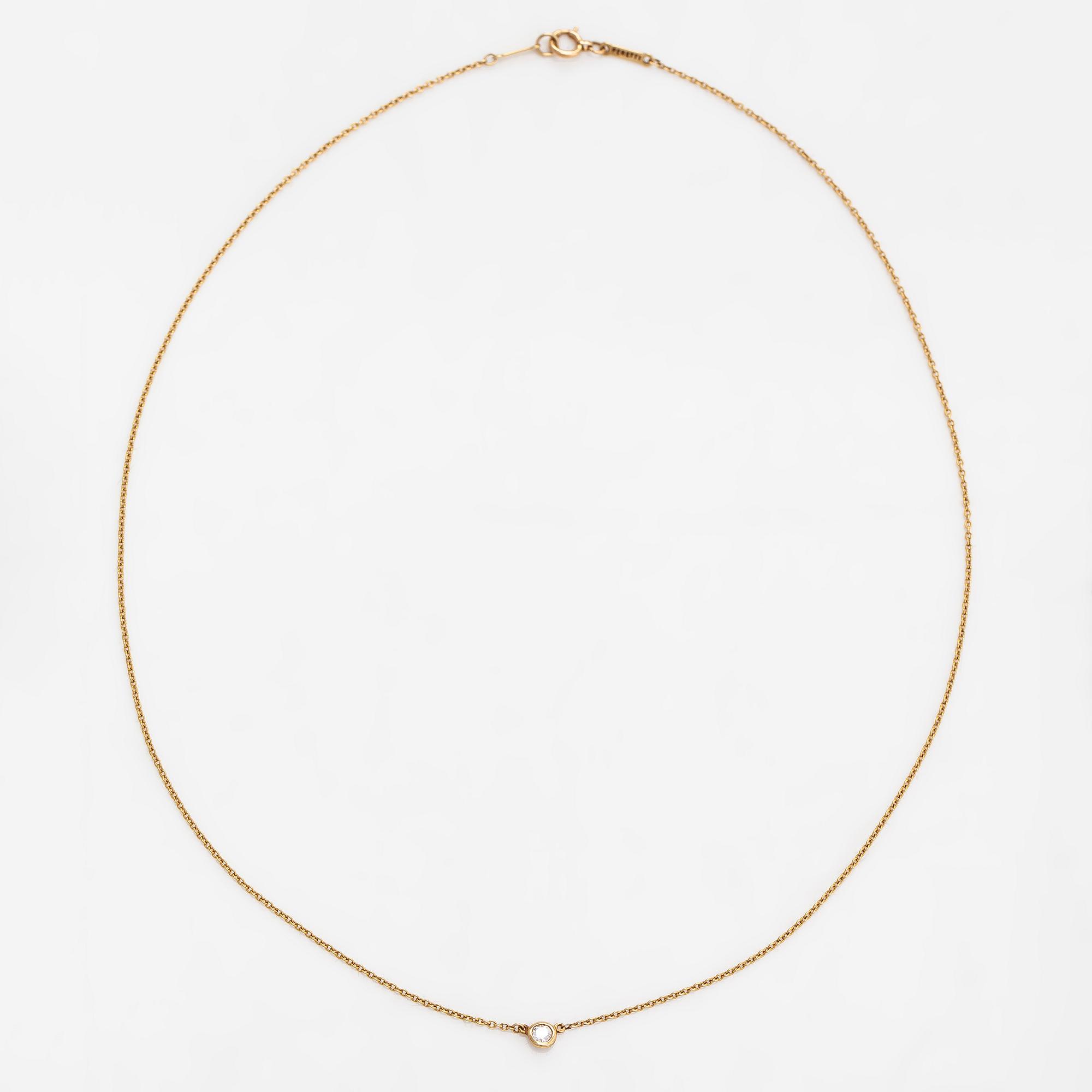Tiffany & Co, Elsa Peretti, collier, "Diamonds by the Yard", 18K guld med en diamant ca 0.05 ct.