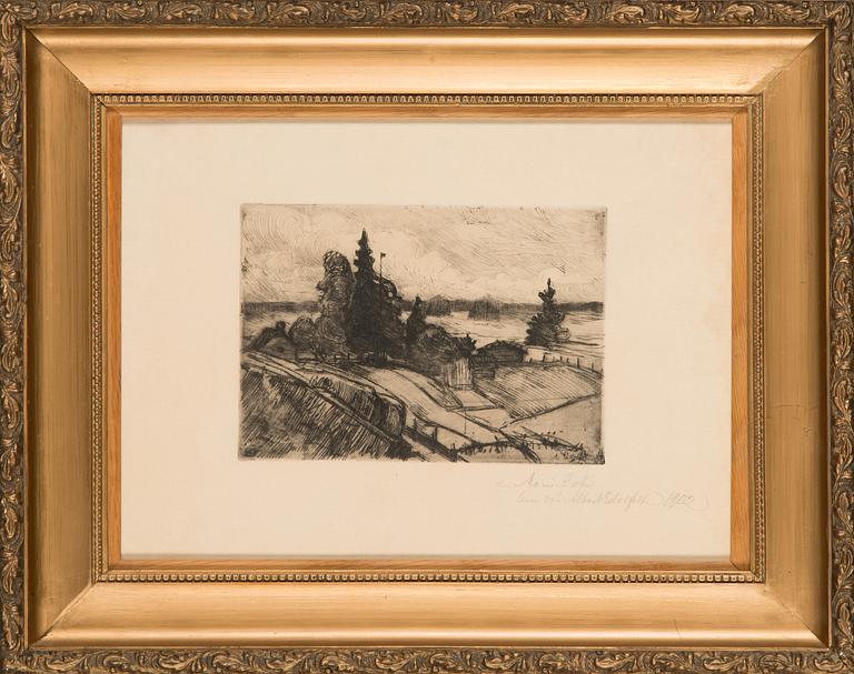 Albert Edelfelt, etching, signed with dedication and numbered 1902.