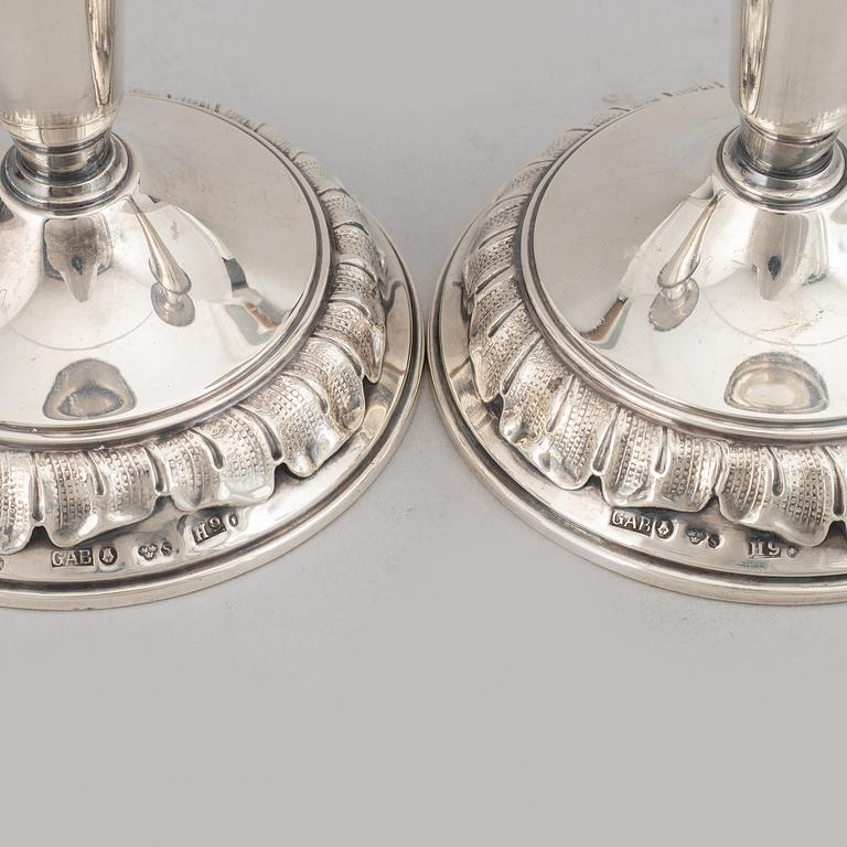 A pair of silver candle holders, GAB, Stockholm 1958.