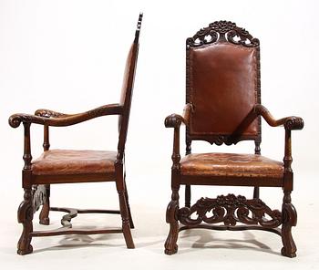 KARMSTOLAR, ett par, barockstil, 1900-tal.