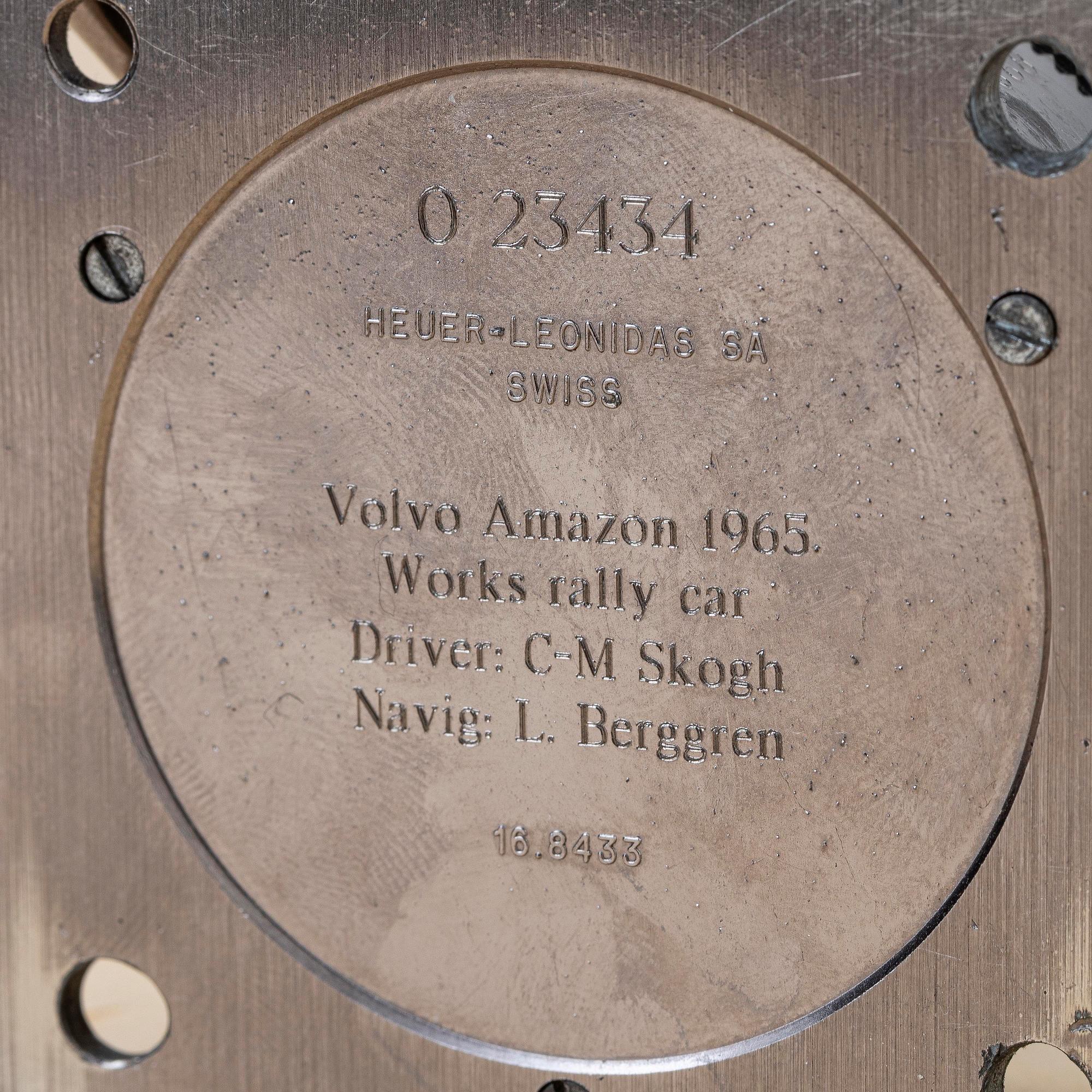 Heuer, Monte-Carlo, "Winner of the Acropolis Rally 1965 Carl Magnus Skogh and Lennart Berggren", ca 1965.