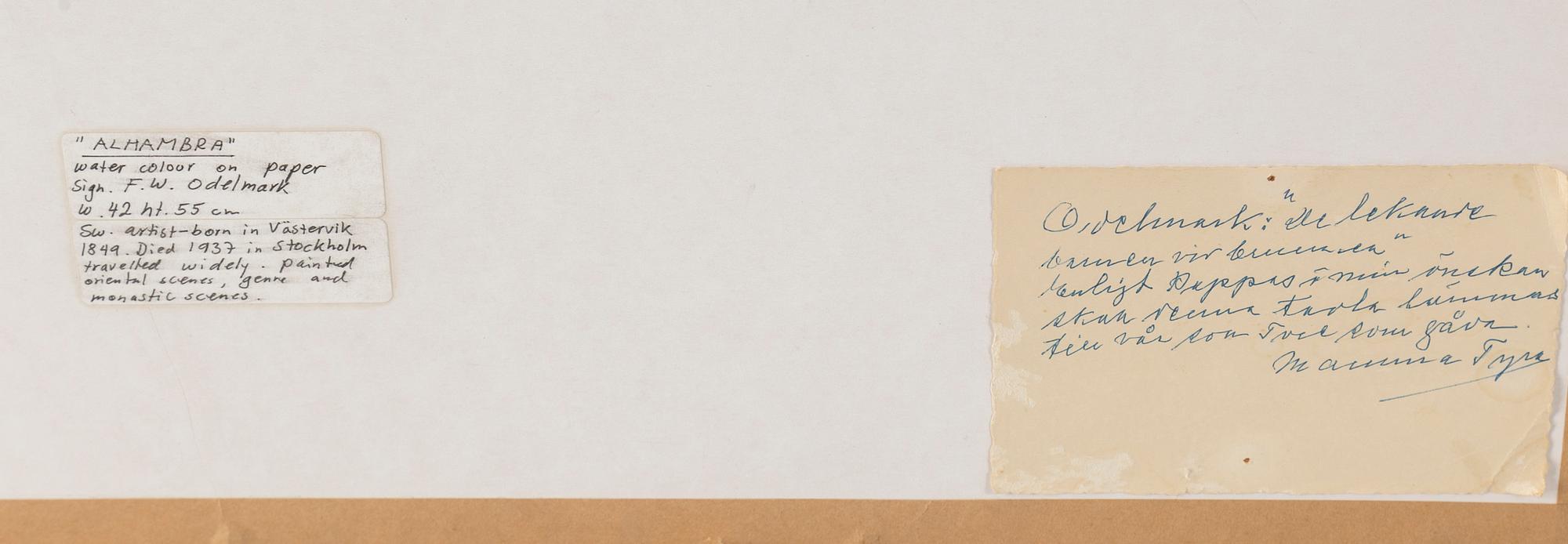 FRANS WILHELM ODELMARK, watercolour, signed.