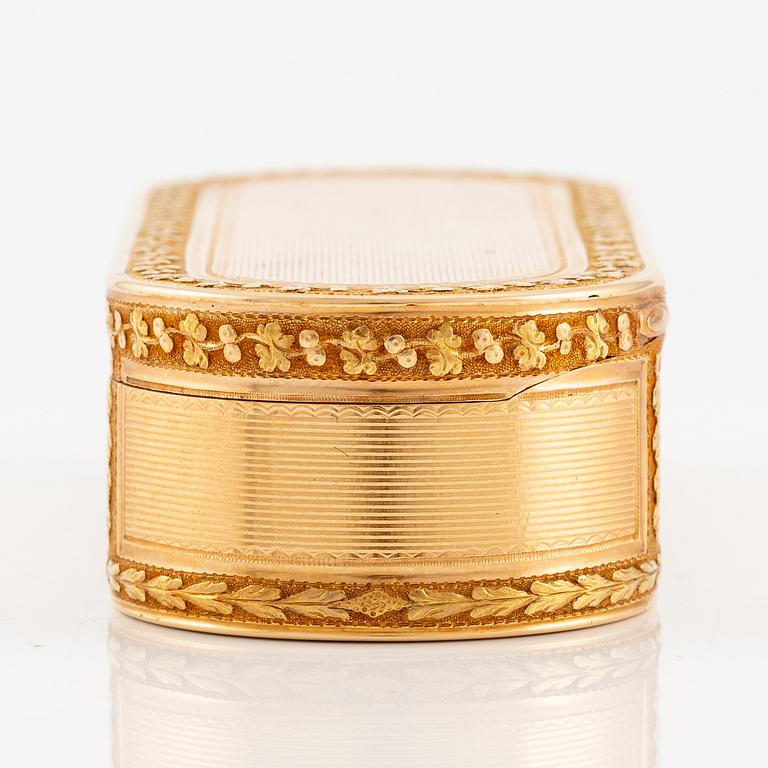 A Swedish 18th century 18K gold-box, mark of Friedrich Fyrwald, Stockholm 1794.