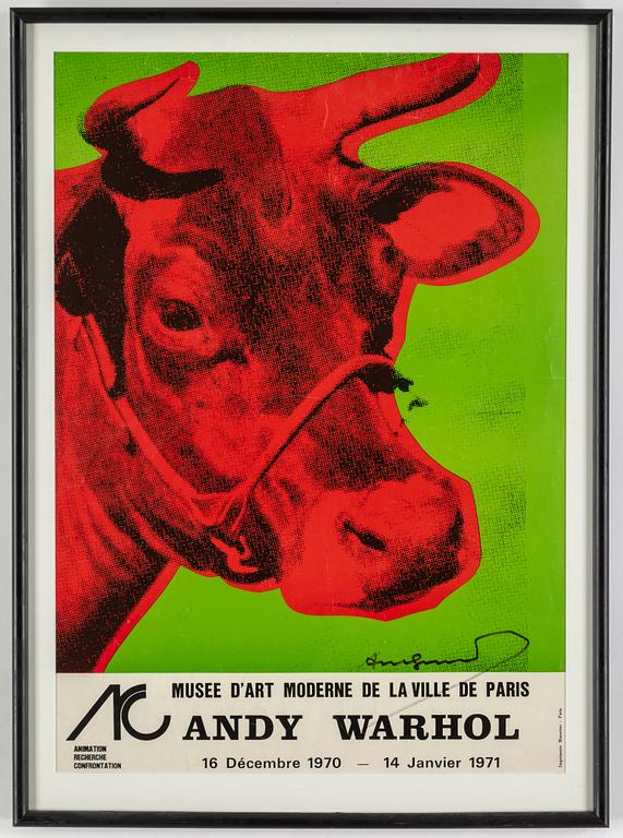 ANDY WARHOL, a 'Cow' exhibition poster, signed.
