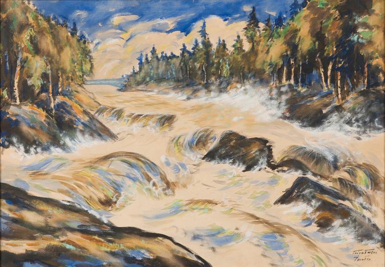 Toivo Talvi, sekatekniikka paperille, signeerattu.