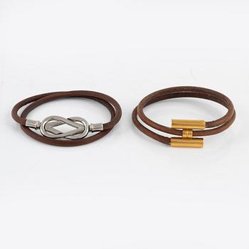 Hermès, two leather bracelets.