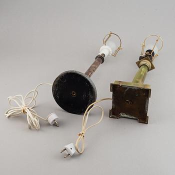 Two table lampa, onyx and plate, 20th century.