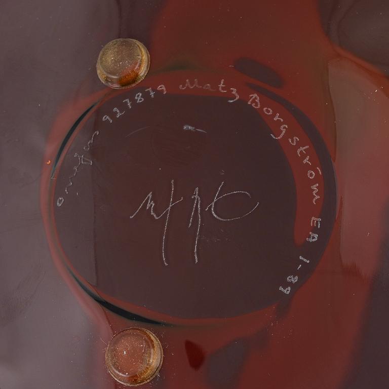 Matz Borgström, two glass platters, Orrefors, Sweden, late 20th century.