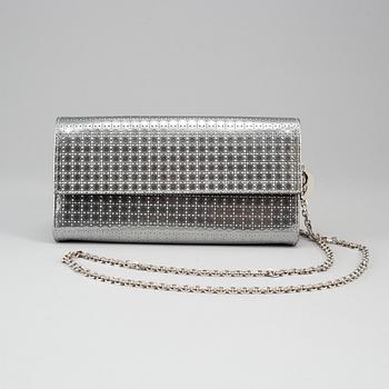 CHRISTIAN DIOR, an embossed metallic leather 'Wallet on Chain' clutch.