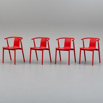 Four Cappellini wooden chairs.