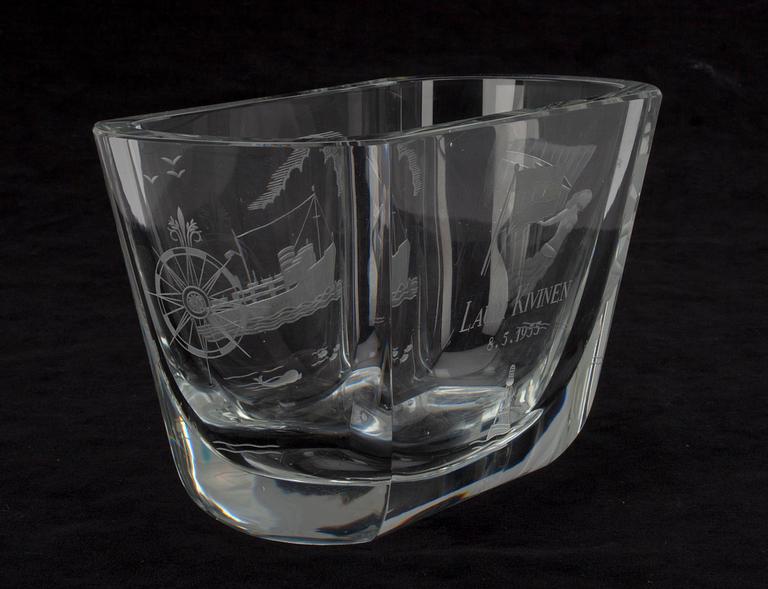 SKÅL, glas, signerad G. Hongell Karhula-Iittala. 1955.