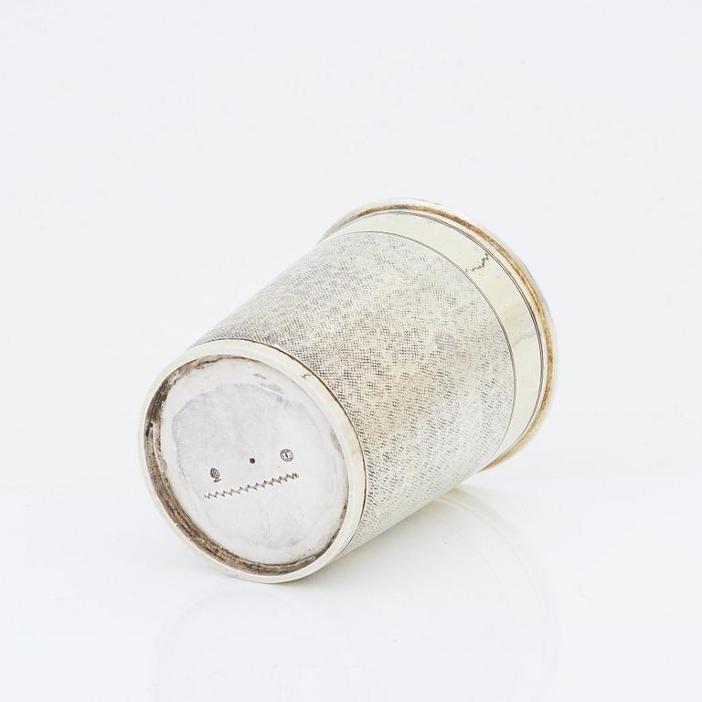 A German late 17th century, parcel-gilt silver beaker, marks of Jeremias Busch, 1697-1699 Augsburg.