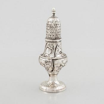 A silver pepper caster, mark of  George Cowles, London circa 1800.