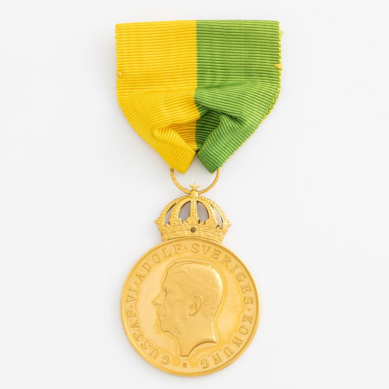 Medalj, 18K guld, Kungliga Patriotiska Sällskapet 1951.