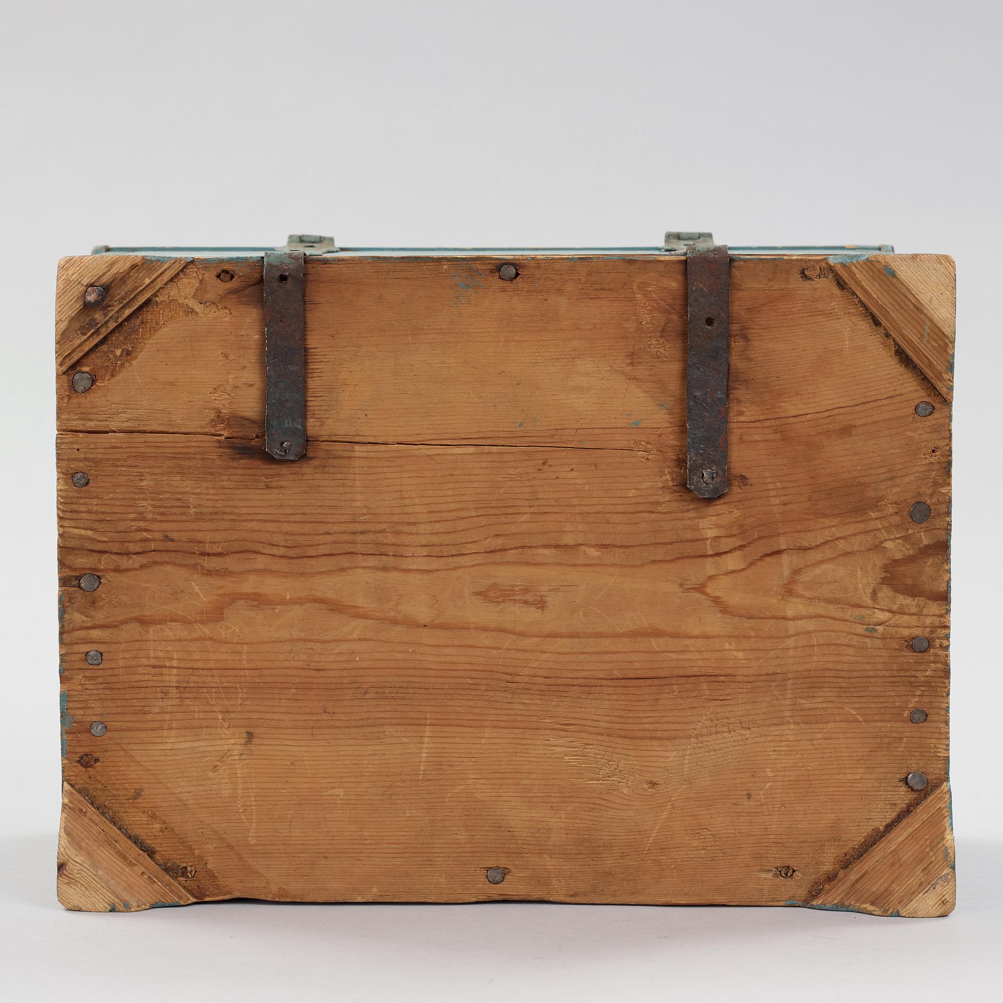 a painted swedish wooden box dated 1812.